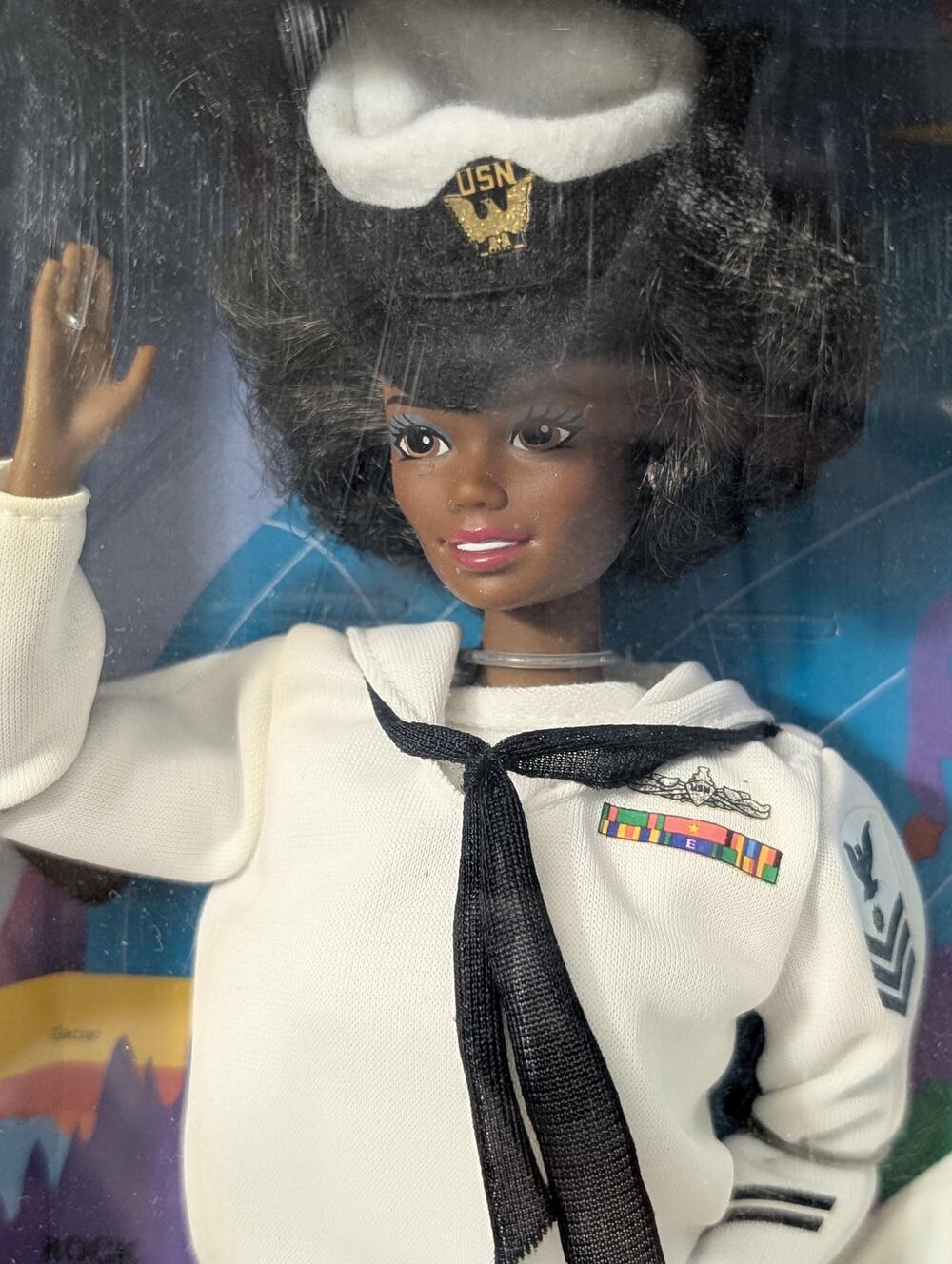 1990 Mattel Black African American Navy Stars & Stripes Barbie New